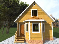 Дом из бруса 6х6 | Одноэтажные с мансардой деревянные дачные дома с эркером