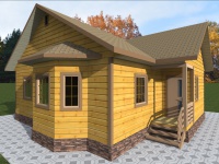 Дом из бруса 8х10 | Одноэтажные деревянные дачные дома с эркером