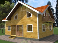 Дом из бруса 8х11 | Полутороэтажные деревянные дома с балконом 8х11
